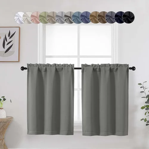 Miniatura 63 de Aqua Cafe - Juego de 2 paneles de cortinas opacas de 24 pulgadas de largo, con aislamiento térmico suave y sólido, para ventanas de baño, sótano