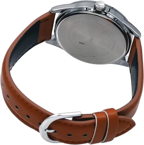 Miniatura 2 de Casio MTP-V005L-2B4 Reloj de esfera de números azules con banda de cuero marrón analógico estándar para hombre, Movimiento de cuarzo