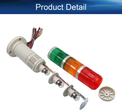 Miniatura 3 de Bettomshin 1 bombilla de advertencia estroboscópica de 90 dB, 24 V CC 3 W, torre de señal industrial con lámpara indicadora de alarma de zumbador