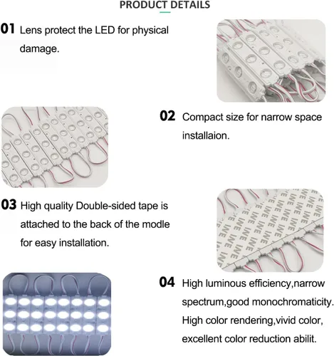 Miniatura 5 de Módulo LED, luz LED para ventana blanca, 100 piezas, 49.8 pies, 2835 SMD, 150 lúmenes, IP65, luz decorativa impermeable para cartel con letras