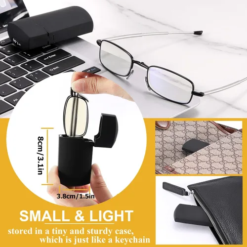 Miniatura 3 de Folding Reading Glasses Blue Light Blocking, Soft Nose Pad Spring Hinge Portable Thin Readers for Men Women 3 Pack