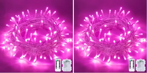 Miniatura 16 de JMEXSUSS Luces de Navidad multicolor que funcionan con pilas con 8 modos de control remoto, impermeables, 33 pies, 100 luces LED de Navidad