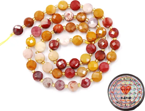 Miniatura 68 de Cuentas de piedras preciosas para la fabricación de joyas, cuentas de monedas facetadas de piedra natural piedra de sangre africana de 0.236 in