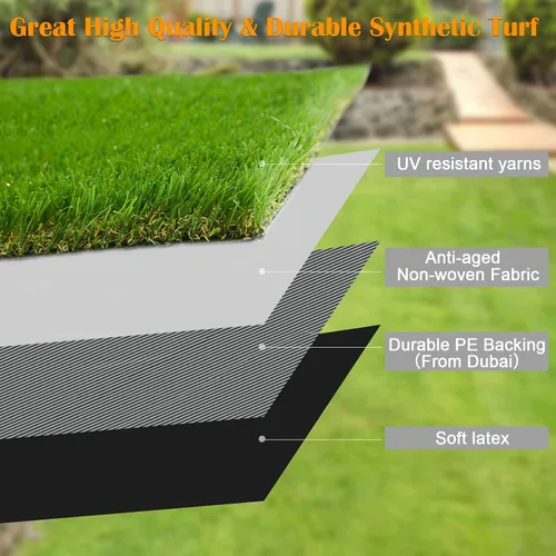 Miniatura 2 de Weidear Hierba artificial de 3 pies x 3 pies, alfombra de césped artificial de 1.38 pulgadas, alfombra de césped sintético de 4 tonos, césped