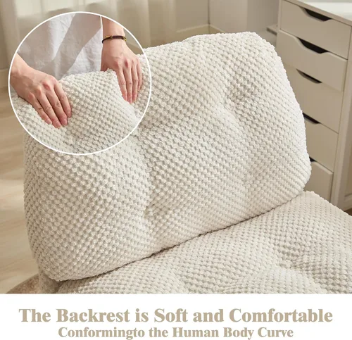 Miniatura 3 de Silla cruzada con ruedas más anchas y gruesas, silla de oficina con patas cruzadas, cómoda, ajustable, giratoria, color blanco