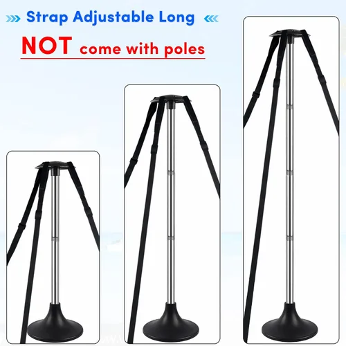Miniatura 5 de Postes de soporte ajustables para cubierta de barco con correas, postes de barco con correa y gancho de acero inoxidable de 1 pulgada de ancho x 3.5