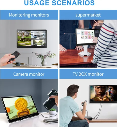 Miniatura 8 de Monitor de pantalla táctil portátil de 15.6 pulgadas, FHD 1920 × 1080 IPS Ra Pi Monitor de pantalla táctil para portátil HDMI, VGA, DVI, pantalla