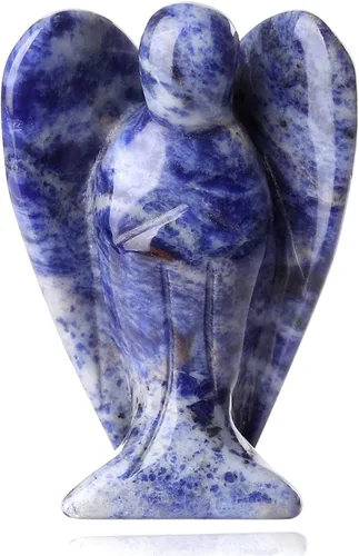 Miniatura 7 de YATOJUZI Estatua de ángel de obsidiana negra de 5 cm decorativa con cristales curativos de Reiki, piedra natural pulida tallada a mano, figuritas
