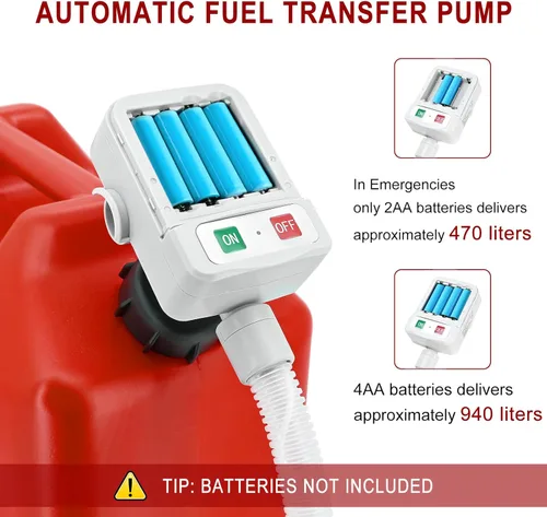 Miniatura 3 de Bomba automática de lata de gas operada con pilas, sensor de parada automática: 3.2 GPM, manguera extra larga de 51 pulgadas, bomba de transferencia