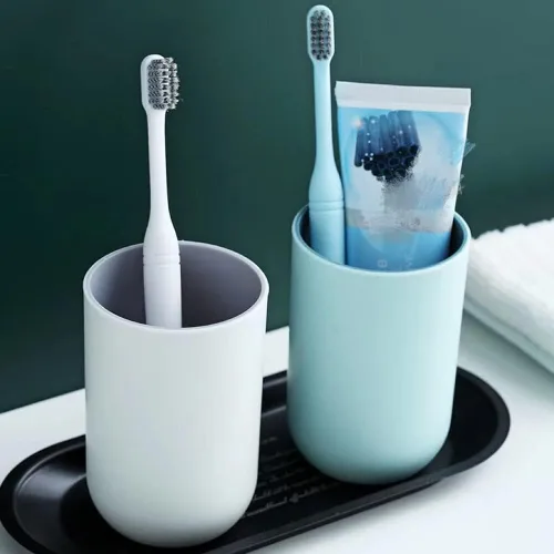Miniatura 5 de Juego de 2 vasos irrompibles reutilizables para cepillos de dientes, vasos de plástico para cepillos de dientes, 10.1 fl oz/10.5 onzas, aptos