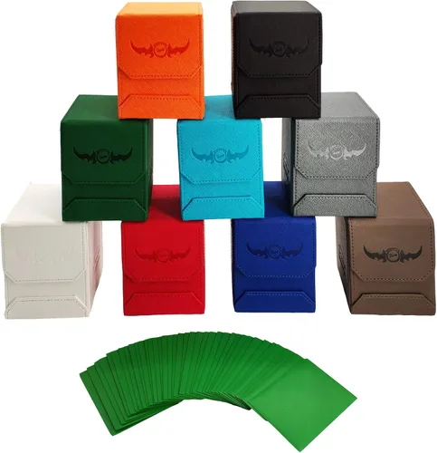 Miniatura 7 de Zoopin - Caja de cuero cian para cartas coleccionables, MTG, Yugioh, Pokeman, TES Legacy, Munchkins CCG Decks y también fichas pequeñas o dados
