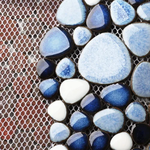Miniatura 9 de Parrotile Azulejos Azules de Guijarros para Piso de Ducha, Mosaico para Salpicadero de Baño, Azulejos de Pared (5 Hojas)