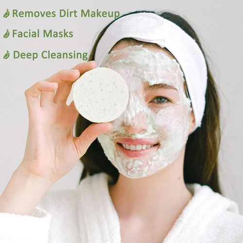 Miniatura 5 de Beieverluck 300 esponjas faciales comprimidas para limpieza de celulosa natural, esponja facial desechable, esponja de spa para limpieza facial