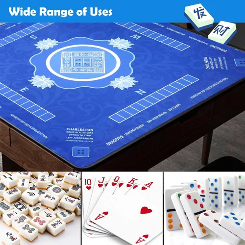 Miniatura 7 de Mahjong Mat - Tapete Mahjong de 31.5 x 31.5 pulgadas para mesa con reglas, superficie impermeable, tapete de juego antideslizante y reducción