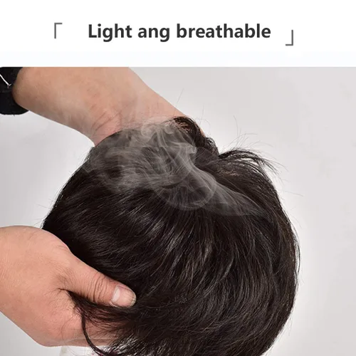 Miniatura 3 de viviaBella Extensión de cabello humano tipo tupé de encaje atado a mano con clip, extensiones de cabello para hombres con pérdida de cabello, negro