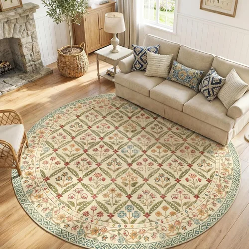 Miniatura 13 de jinchan Haden - Alfombra de entrada de 2 x 3 pulgadas, diseño floral vintage, lavable, suave, antideslizante, de pelo bajo, para puerta, cocina