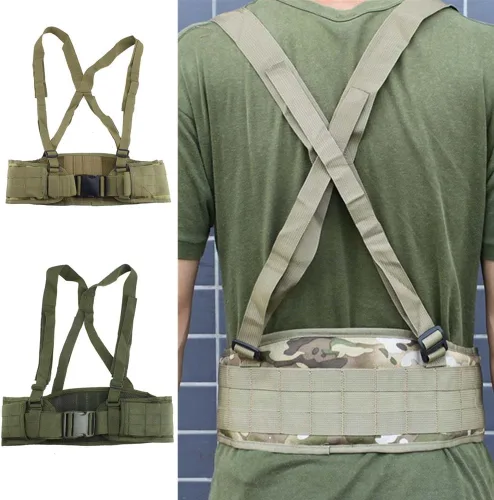 Miniatura 10 de FAMI Cinturón de cintura Molle con tirantes ajustables y correas libres Verde(Military Green)