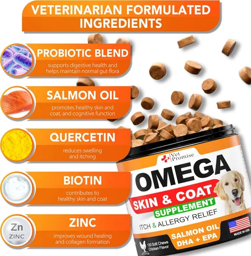 Miniatura 3 de Omega 3 para perros - Suplemento para la piel y el pelaje - Gomitas de aceite de pescado para perros - Alivio de alergias y picazón - Suplemento