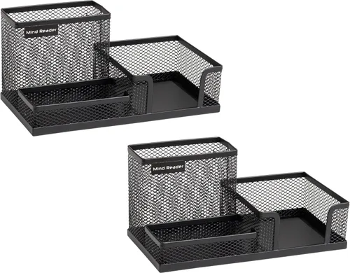 Miniatura 7 de Mind Reader Organizador de escritorio, soporte para bolígrafos, cesta de clip, almacenamiento, oficina, malla de metal, 8.07 pulgadas de largo x