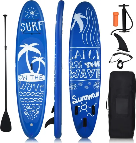Goplus Tabla de remo inflable de 9.8/10/11 pies, SUP de 6.5 pulgadas de grosor con accesorios de primera calidad y bolsa de transporte, postura