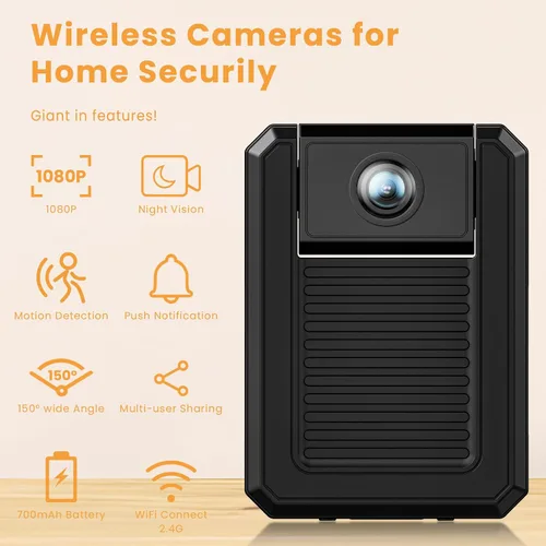 Miniatura 2 de Mini cámara de seguridad inalámbrica HD, WiFi para el hogar, 1080P, micro cámara de niñera con detección de movimiento, gran angular, almacenamiento