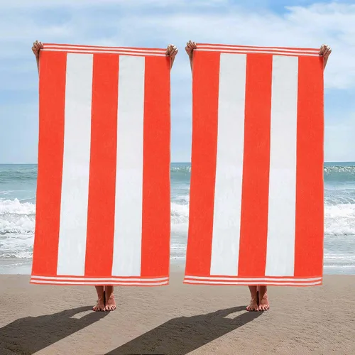 Miniatura 66 de Superior Juego de toallas de playa de algodón de gran tamaño de 4 piezas, toallas absorbentes para baño, playa, piscina, natación, adultos, niños