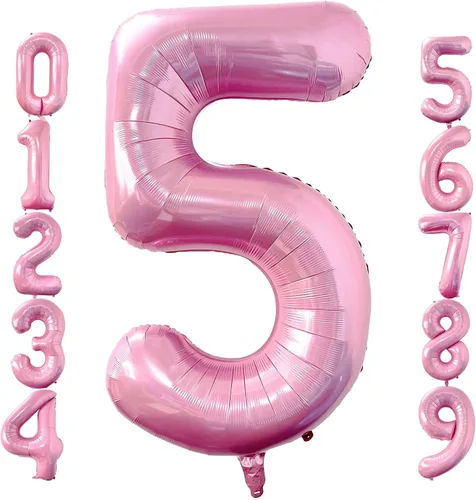 Miniatura 11 de Globos de 40 pulgadas color rosa bebé número 0 de gran tamaño jumbo de papel de aluminio Mylar para helio rosa claro para niñas, suministros