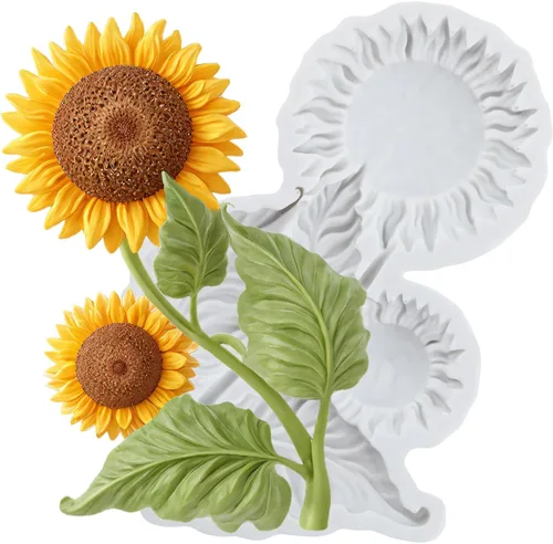 Miniatura 11 de Moldes de silicona de girasol para fondant de hojas de girasol para decoración de pasteles de caramelo de chocolate, decoración de cupcakes, pasta