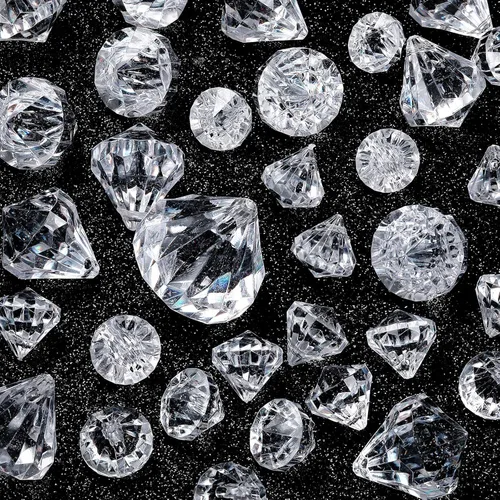 100 piezas de relleno de jarrón de diamantes para decoración de manualidades, diamantes falsos de varios tamaños, gemas acrílicas de cristal para