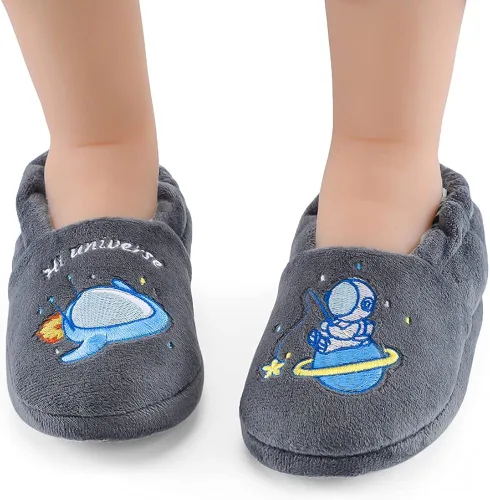 Miniatura 3 de Estamico pantuflas de felpa de calidad superior, tejido suave, con caricaturas, para niños pequeños, calzado cálido para el hogar y para el invierno