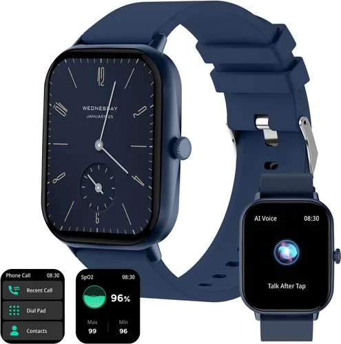 Fire-Boltt Ninja Call Pro Max - Reloj inteligente con pantalla HD de 2.010 in (2.01 pulgadas), llamadas Bluetooth, más de 120 modos deportivos, Azul