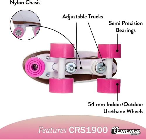 Miniatura 3 de Chicago Rink Patines para niñas y niños – Zapatos de patinaje duraderos para uso en interiores y exteriores con cuello acolchado en el tobillo