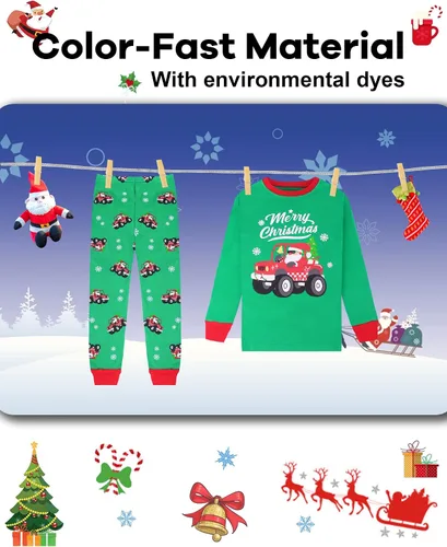 Miniatura 7 de DAUGHTER QUEEN Pijamas de Navidad para niños y niñas de 18 meses-12 años, ropa de dormir 100% algodón