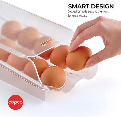 Miniatura 4 de Copco Cubo de huevos enrollable con tapa extraíble, organizador de huevos transparente que ahorra espacio para refrigeradores, capacidad para hasta