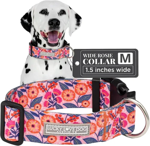 Miniatura 20 de Lucky Love Dog Collar Ancho para Perros - Collar Ajustable, Duradero, Tejido Suave y Cómodo de 1.5 Pulgadas de Ancho para Perros Machos y Hembras