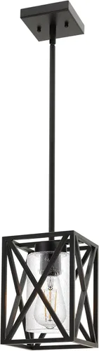 Miniatura 8 de Lámpara de araña negra para comedor con 4 luces, con cristal semillado, base E26