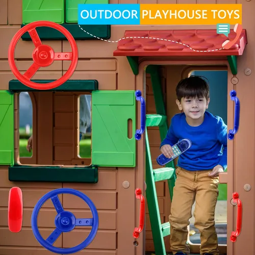 Miniatura 5 de Juego de 8 piezas de accesorios para patio de recreo, con asas de seguridad para volante, columpios de plástico, juego de columpios para teléfono