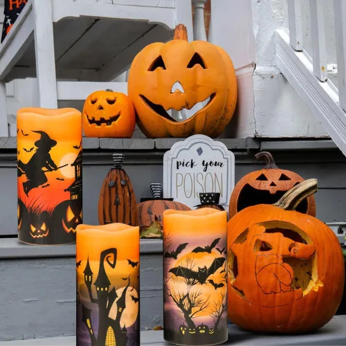 Miniatura 2 de Juego de 3 velas de calcomanía de Halloween de DRomance