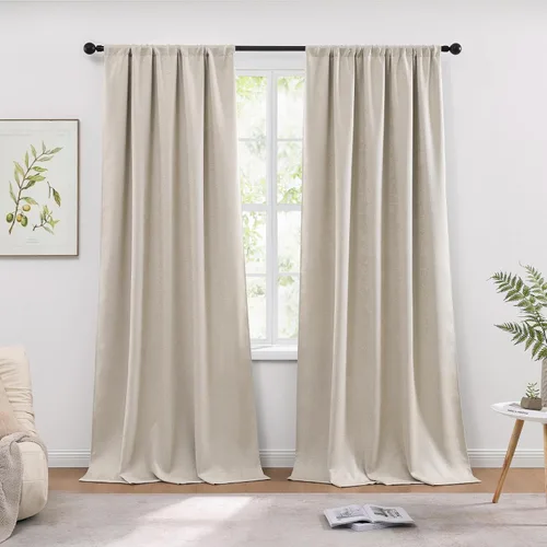 Miniatura 16 de WRENSONGE Cortinas opacas para dormitorio, cortinas opacas negras de 63 pulgadas de largo para sala de estar, ventanas, cocina, habitación, cortinas