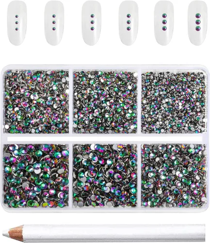 Miniatura 22 de Beadsland 7200 piezas de diamantes de imitación con parte trasera plana, gemas de cristal AB para uñas diamantes de imitación de cristal redondos