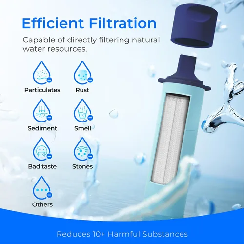 Miniatura 4 de Waterdrop Paja de filtro de agua por gravedad, sistema de filtración de agua para campamento, purificador de agua de supervivencia para viajes