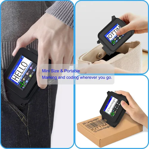 Miniatura 3 de Mini impresora de inyección de tinta mejorada para todos los materiales, cartucho de tinta solvente de secado rápido y 28 idiomas, máquina