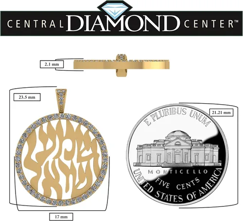 Miniatura 2 de Central Diamond Center Shema Israel - Collar con colgante de oración hebrea en plata de ley maciza