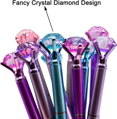 Miniatura 3 de Maydahui 24 bolígrafos de diamantes de tinta negra, retráctiles, diseño de metal brillante para niñas, mujeres, fiestas, día de San Valentín