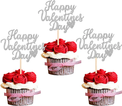 Miniatura 10 de 24 piezas de decoración para cupcakes con purpurina para el día de San Valentín Sweet Love Be Mine para San Valentín, temática de San Valentín
