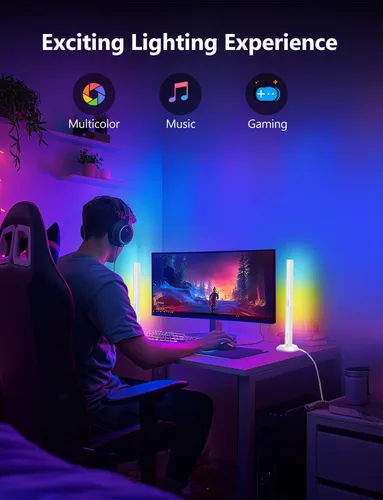 Miniatura 2 de Barra de luz RGB, barras de luz de juego con múltiples opciones de colocación, luces de juego LED inteligentes con sincronización de música y modos