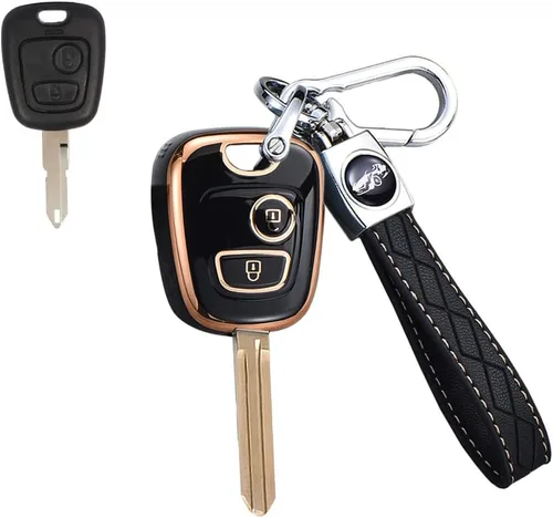 Miniatura 8 de SANRILY Funda para llavero de TPU con borde dorado de 2 botones para Peugeot 206 107 207 307/Citroen C1 C2 C3 C4 Picasso para Toyota Aygo Accesorios