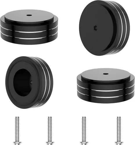 Miniatura 8 de Tertullus 4 pies de altavoz, picos de altavoz de 2.283 x 0.866 in, pies de aislamiento de alta fidelidad, soportes de aluminio, almohadillas de Negro