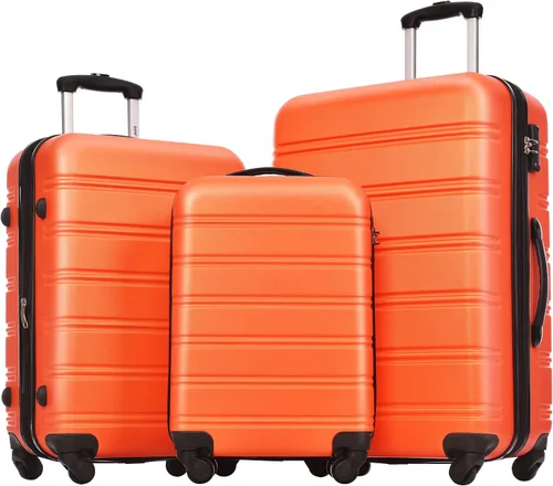 Miniatura 622 de Merax Juegos de equipaje de mano en maleta aprobada por aerolíneas, estuche rígido con ruedas giratorias expandibles, Negro