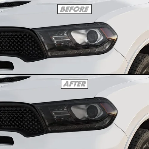 Miniatura 8 de SlickMod Tinte de humo de vinilo precortado para espejo lateral Dodge Durango 2011-2023 (20% humo oscuro, 4. señal de giro de espejo)